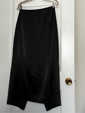Kasper Black Midi Satin A-Line Skirt